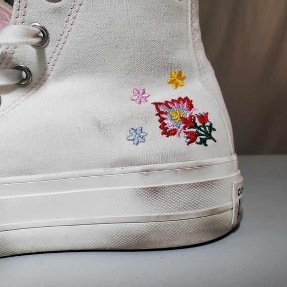Converse Return to Festival Floral Embroidered White Platform Hi-Tops -Sz 7 - Picture 10 of 16